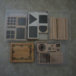 Large Bundle of Rubber Stamps Shapes Borders Frames Backgrounds